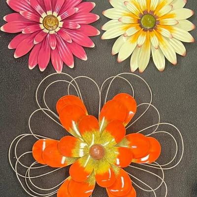 (3) Floral Metal Wall Hangings