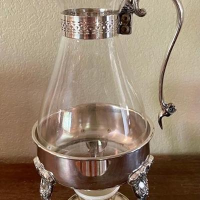Sheridan Vintage Silver Plate & Glass Coffee Urn With Tea Light Base 