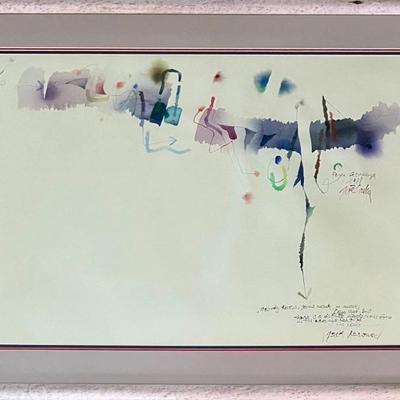 Original Joze Ciuha Watercolor 1988 Jack Kerouac Quote In Frame