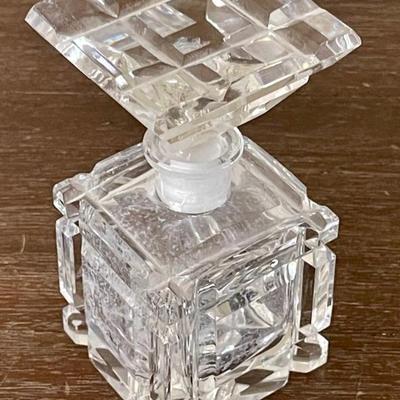 Vintage Made In Western Germany Etched Crystal Perfume Bottle 