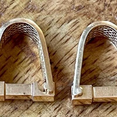 Pair Of Vintage 18K Gold Mesh Cuff Links - Total Weight 10.3 Grams 