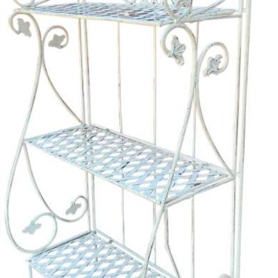Vintage Metal 3 Tier Folding Bakers Rack