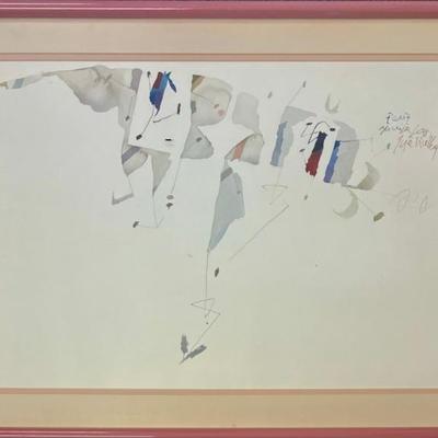 Original Joze Ciuha 1998 Signed Poem Watercolor In Frame