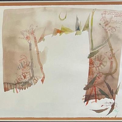 Original Joze Ciuha 1986 Poeme Framed Watercolor