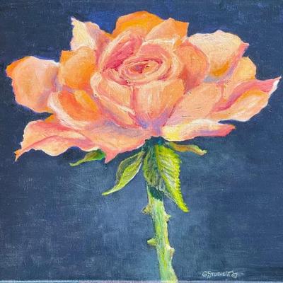 Original Geri Stutheit Acrylic Painting - " One Glorious Rose" Unframed Canvas 