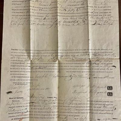 Historical Document 1835 Indenture Land Deed Tippecanoe Indiana Joseph Hollingsworth 