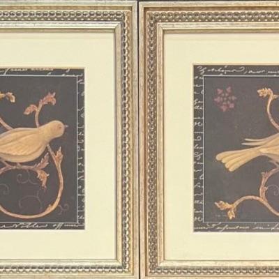 Pair Of Regina Andrew Snow Bird Fresco Small Custom Framed Home Decor Prints