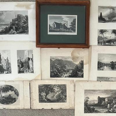 Assorted Vintage & Antique Prints - Thomas Allom, Barnard, W.h. Barlett, H Van Hoven, And More ( As Is )