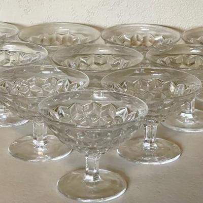 (10) Fostoria American Clear Cubist Footed Compote Glasses  