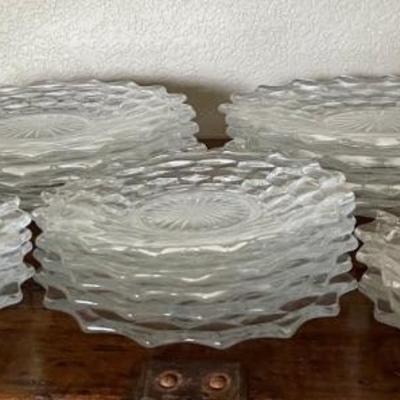  Fostoria American Clear Cubist (20) 8 Inch Side Plates And (12) 6 Inch Side Plates 