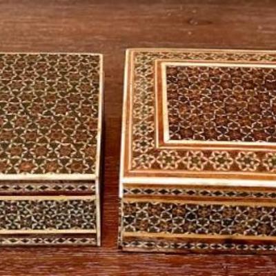(2) Persian 1930 Inlay Trinket Jewelry Boxes 