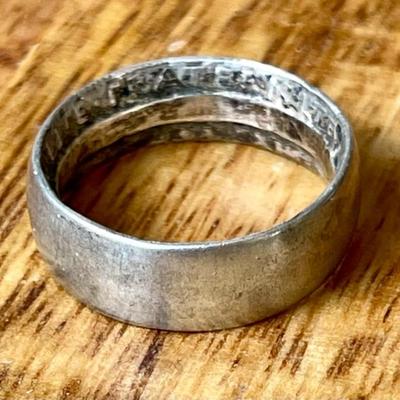 French Franc Silver Coin Ring 1918 Liberty Equality Fraternity Size 7 - Total Weight 5.6 Grams 