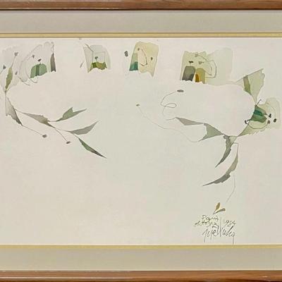Original Joze Ciuha 1984 Absract Watercolor In Frame