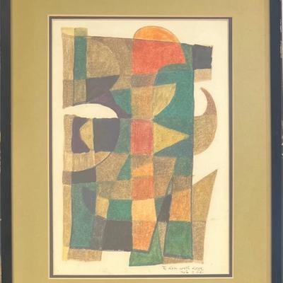Original Joze Ciuha 1961 Framed Abstract To Lin With Love