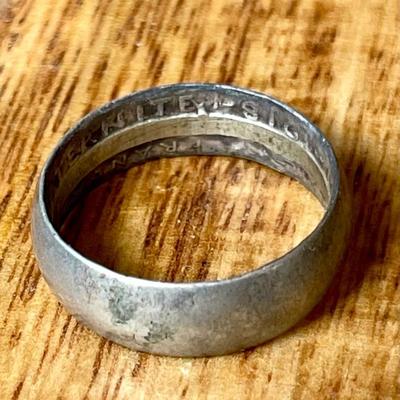 French Franc Silver Coin Ring 1918 Liberty Equality Fraternity Size 8.5 - Total Weight 5 Grams 