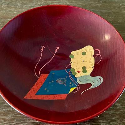 Vintage Painted Lacquer Japan Bowl 
