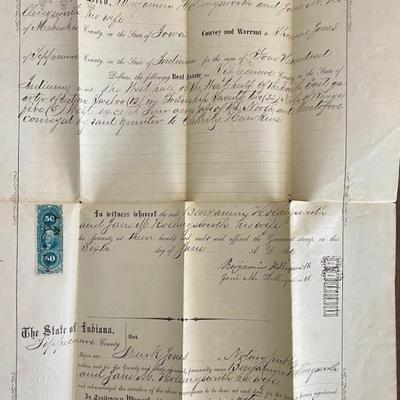 Historical Document 1864 Warranty Deed Benjamin Hollingsworth 