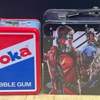 (2) Metal Lunch Boxes - Topps Bazooka Bubble Gum, And Marvel Guardians Of The Galaxy 