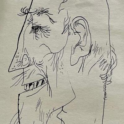Original Joze Ciuha 1956 Double Sided Ink Sketch On Paper Out Of Frame 