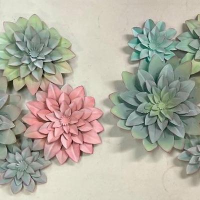 Pair Of Succulent Metal Wall Hangings