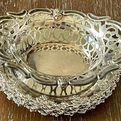 Silver Plate Nut Dish And Initialed 4 Inch Serving Dishes 