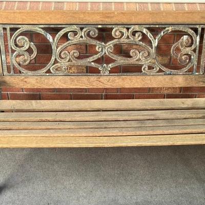 Antique Heavy Patina Cast Iron Frame Bench (as Is)