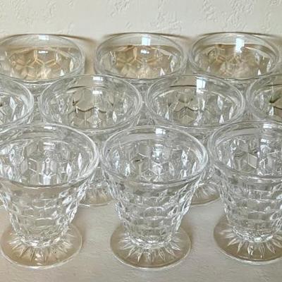  (12) Fostoria American Clear Cubist 3 Inch Juice Glasses