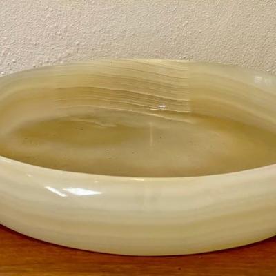 Vintage 12" Onyx Stone Serving Bowl 