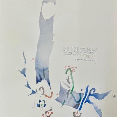 Joze Ciuha Original Water Color Poem Signed For Linnea 1986 Out Of Frame