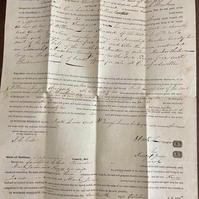 Historical Document 1835 Indenture Land Deed Tippecanoe Indiana Mark Jones & Nancy Jones 