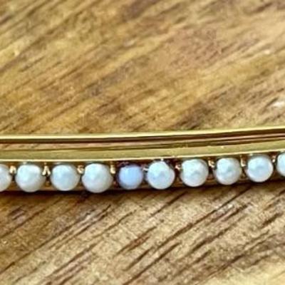 Antique 18K Gold And Seed Pearl Barrette (as Is)  - Total Weight 4.4 Grams 
