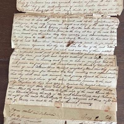 1834 Historical Indenture Document Hand Written Pen & Ink Land Document William Jones & Cami Jones 