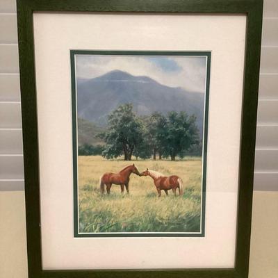 MMF080 Framed Scenic Picture Of Horses By Patrick Ching