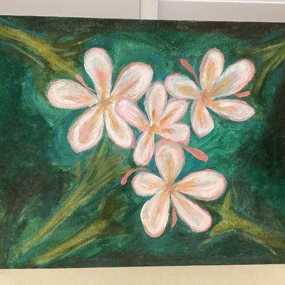 MMF017 Original Painting Of Plumeria Flowers On Canvas Panel