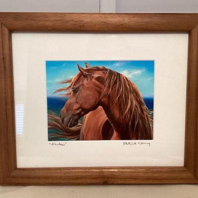 MMF052 Koa Framed Ehukai Horse Picture By Patrick Ching