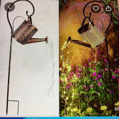 MMF038 Two Metal Watering Can Solar Lights New