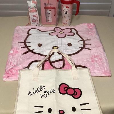 MMF030 Hello Kitty Travel Mug, Fan, Blanket & Tote Bag New