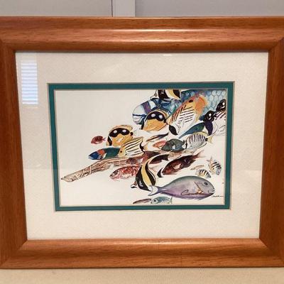 MMF057 Koa Framed Reef Race Signed Lithograph By Cindy Conklin 