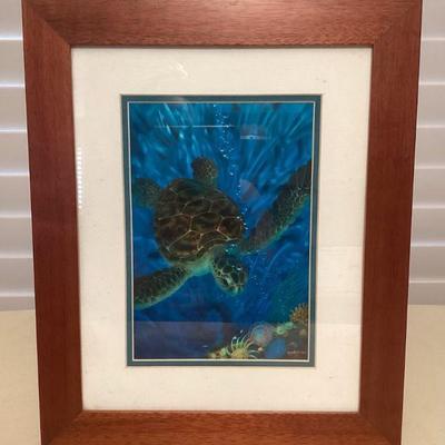 MMF125 Koa? Framed Picture Of A Honu Turtle By Dennis Mathewson