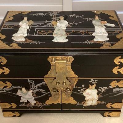 MMF001 Large Chinese Black Lacquered Jewelry Box New