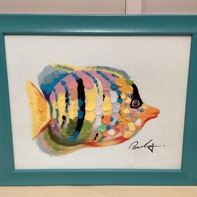 MMF011 Framed Original Painting Of A Reef Fish