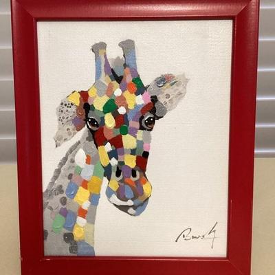 MMF013 Framed Original Painting Of A Giraffe 