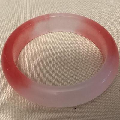 MMF110 Dark Pink & White Jade Bangle Bracelet New 