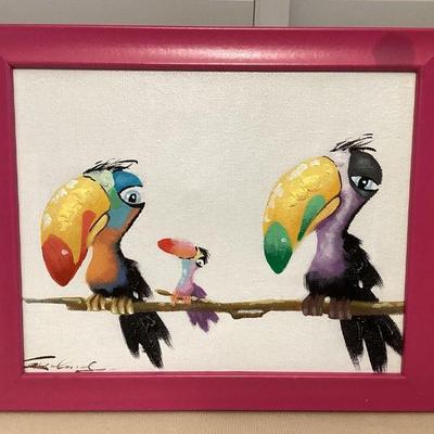 MMF010 Framed Original Painting Of Toucans 
