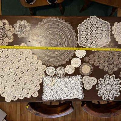 (17) Vintage Hand-Crocheted Doilies
