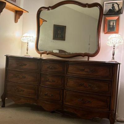 Lovely Wood Bureau With Mirror

