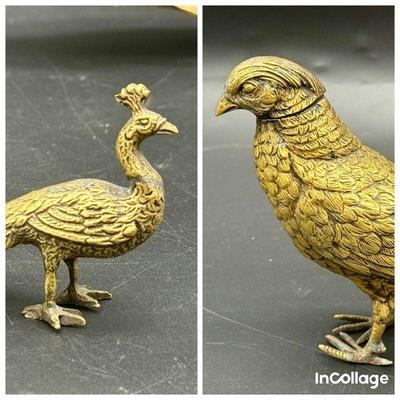 Metal Pheasant & Peacock Figurines
