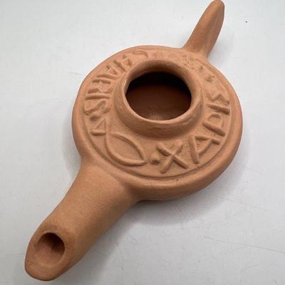 Terra Cotta Biblical Oil Lamp
