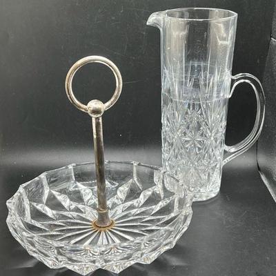 (2) Crystal Pieces FT Mid Century Pint Pitcher
