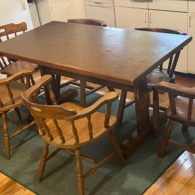 Pine Table With (6) Wood Chairs
